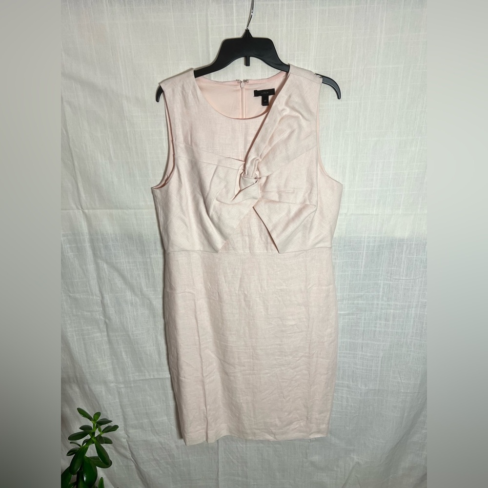 BOGO! J. Crew Blush Pink Linen Sheath Dress with Twist Detail